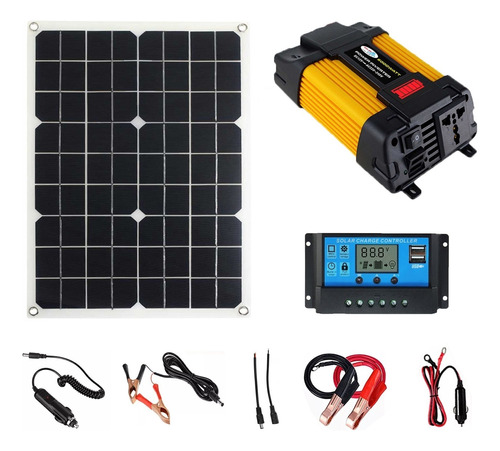 Inversor De Corriente De 500w 12v Kit Inicio 18w Panel Solar