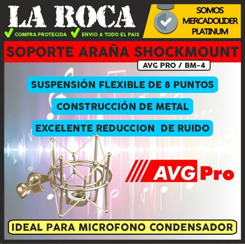 Imagen 3 de 10 de Araña Shockmount Soporte Para Microfono Condenser Cuotas