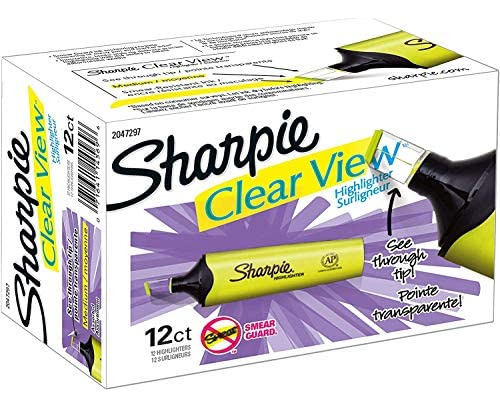 Punta De Cincel Sharpie Clear View, Paquete De 12