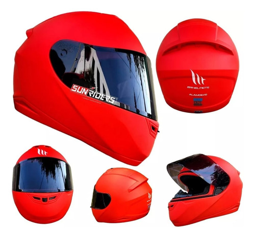 Casco Mt Helmets Alamo Rojo Certificado Dot Moto Mica Humo Tamaño del casco M (57-58 cm)