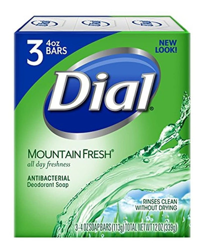 Jabón En Barra Antibacteriano Dial, Mountain Fresh, 4 Onzas