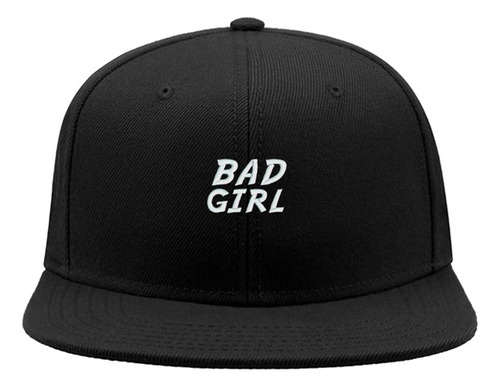 Gorra Plana Snapback Bad Girl Chica Mala Blanco Bordada