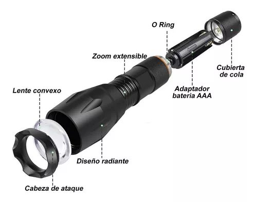 Linterna táctica con indicador de batería