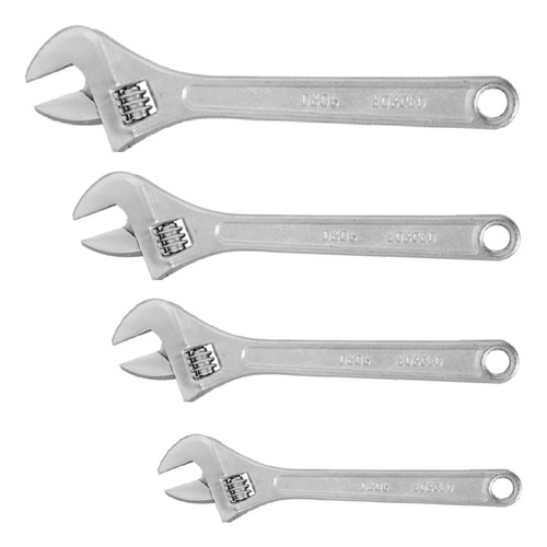 Juego De Llaves Perico Pericas Acero Cromado 4 Pcs Plateado