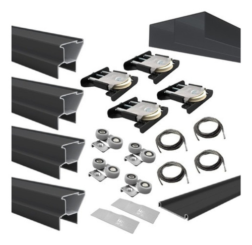 Kit Frente Placard Smart 3 Mts 2 Puertas Negro Grupo Euro 