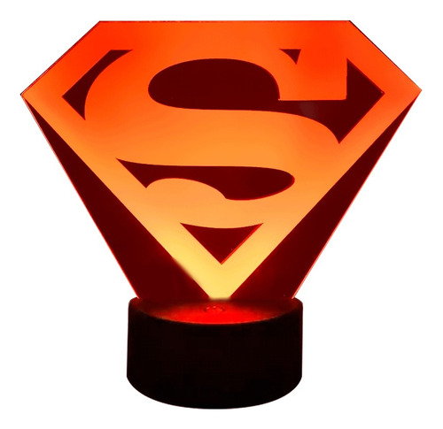 Lámpara 3d Logo De Superman Base Negra + Control R. Y Pilas