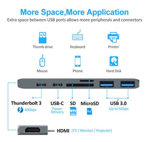 Imagen 6 de 6 de Adaptador Thunderbolt Para Macbook Pro/air 2020 Para Hdmi