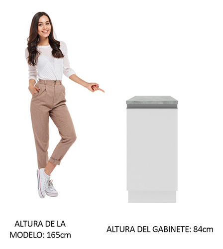 Mueble Bajo Mesada Glamy Madesa 1 Puerta 40cm Blanco Blanco