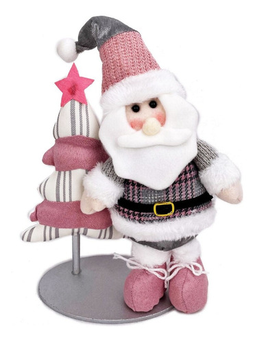 Adorno De Mesa Figura De Santa Claus Con Árbol Navideño