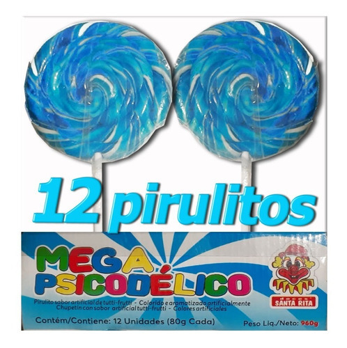 Pirulito Psicodélico Azul  01 Caixa Sem Glúten Sem Lactose