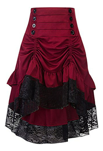 ***** Moda Para Mujer Falda Gótica Steampunk Vestido Asimétr