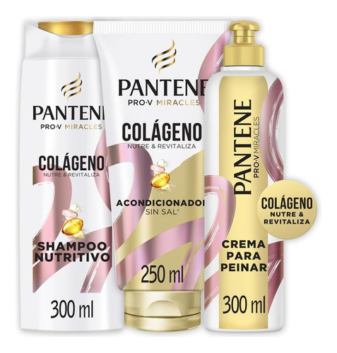 Pantene Pro-v Miracles Colágeno Shampoo Sin Sal Kit De 3 Dht