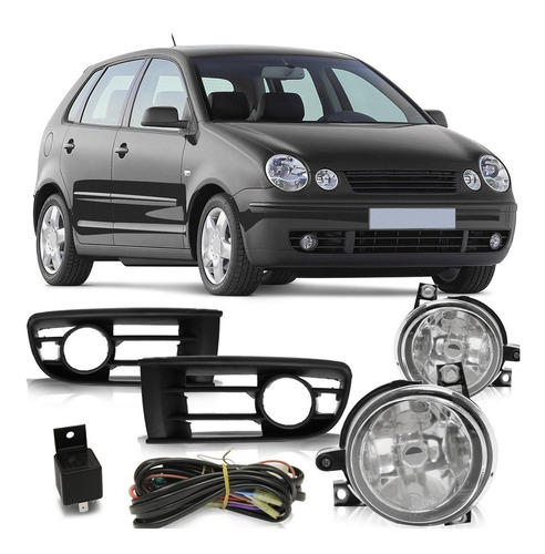 Kit Farol Auxiliar Polo 2006 2005 2004 2003 Botão Universal