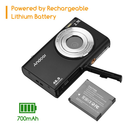 Cámara Digital Andoer De 2,7 K, Videocámara Compacta, 48 Mp,