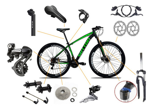 Bicicleta Sutton New 29 24v Shimano Freio Disco Hidraulico Cor Preto/Verde Tamanho do quadro 17