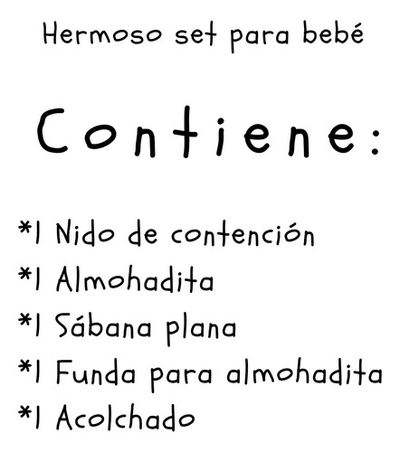 Nidito Para Bebe + Almohada + Funda + Sabana + Acolchado