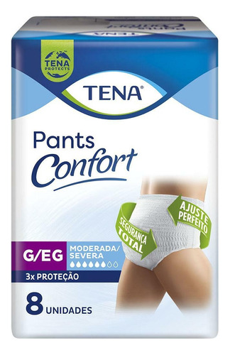 Roupa Intima Tena Pants Confort G/eg Com 8 Unidades
