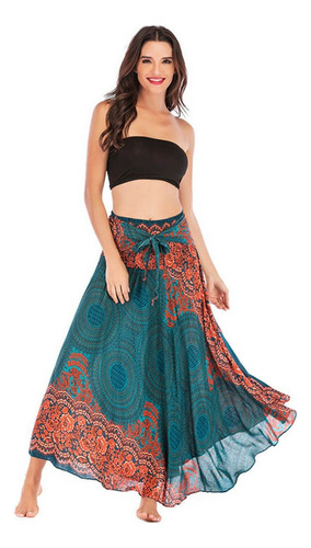 Falda De Mujer Larga Hippie Bohemia Gitana Floral Printin 75