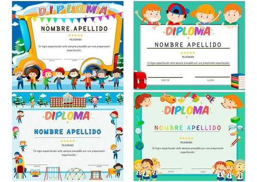 25 Plantillas Diplomas 8x10 Infantiles Psd Editables