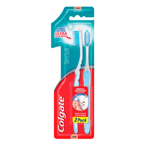 Cepillo de dientes Colgate Slim Soft Compact Head suave pack x 2 unidades