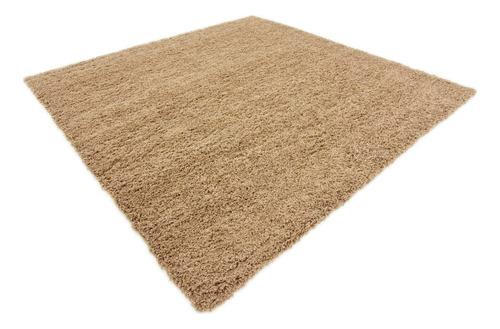 Tapete De Área Cuadrado 2.38 M Marrón Arena Colección Shag