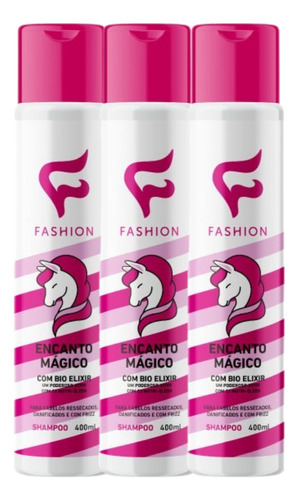 Kit 3x Shampoo Encanto Mágico Fashion Cosméticos 400ml