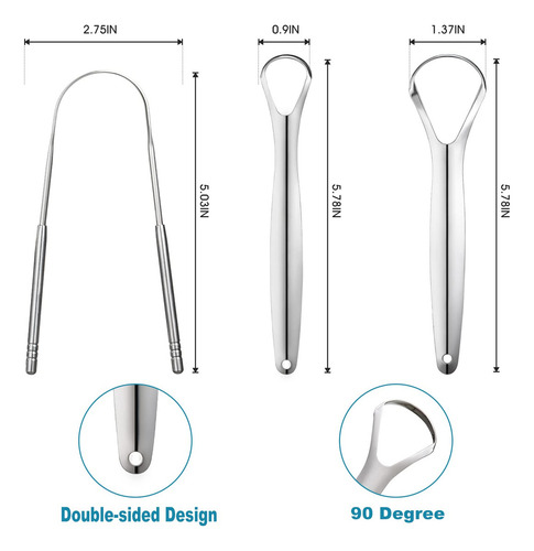 3 Pcs Metal Tongue Scraper, Tongue Scrapers For Adults,