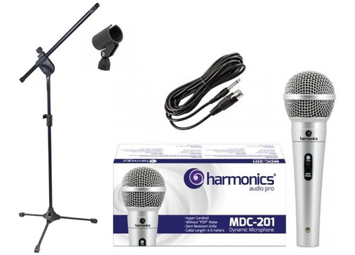 Imagem 1 de 2 de Kit Microfone Profissional Mdc201+pedestal Pmb+cachimbo+cabo