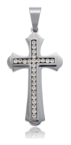 Cruz Diamantada Titanio Alto Pulido Grande 6.6cm X 3.7cm 