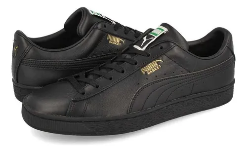 Puma basket black leather sales