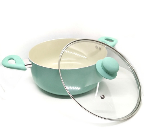 Imagen 2 de 3 de Cacerola Aqua Antiadherente Cerámico 24 Cm Con Asas Silicona