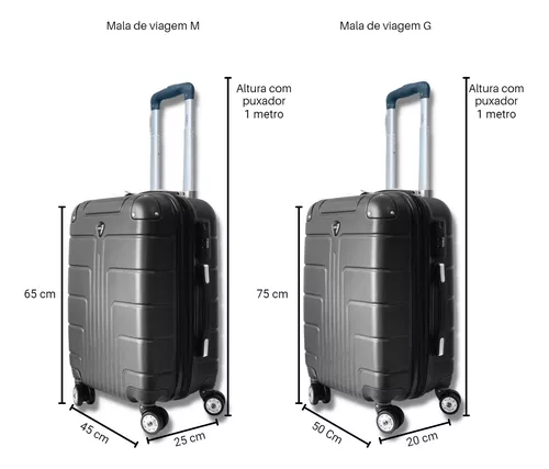 Kit 3 Malas de Viagem Rígida Abs Policarbonato Rodinha 360 Jogo Pequena  Média Grande Importway Azul - BEST SALE SHOP