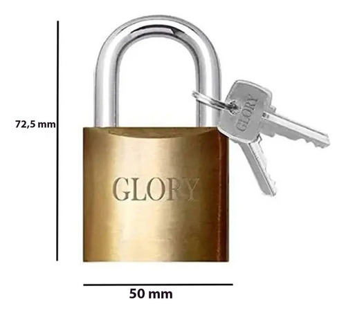 Cadeado Grande Com 3 Chaves Resistente 50mm Envia Rápido Cor Dourado Dourado