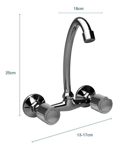 Imagen 2 de 4 de Griferia De Pared Pico Cromado Cocina Lavadero En Cuotas