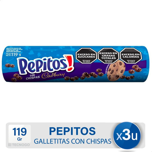 Galletitas Pepitos Original Chips Chocolate - Pack X3 Unid