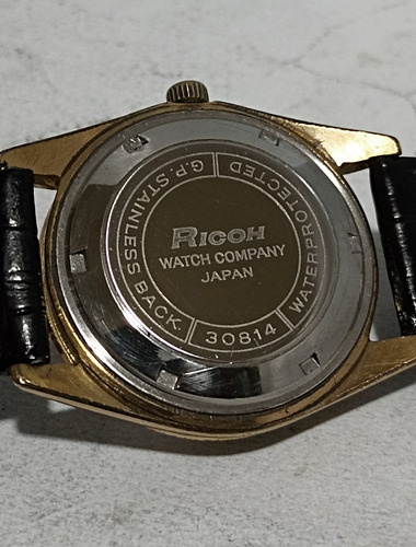 Reloj Japonés Ricoh Automático Negro Dorado Dorado (Usado)