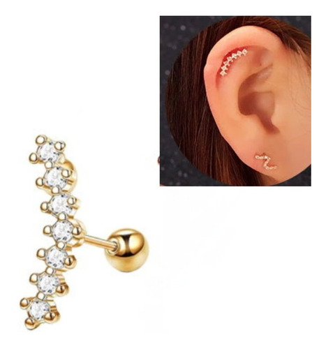 Aretes Piercing Pendientes Mujer Acero Inoxidable Curva 7