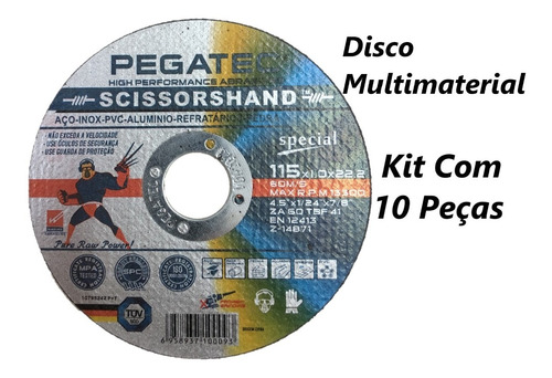 Disco Corte Fino 4.1/2  115mm Multimaterial Pegatec Scissor 