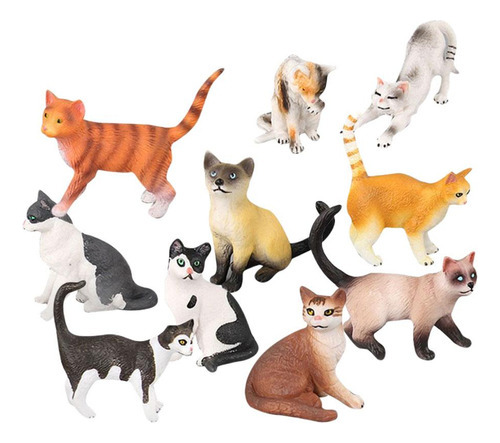 10 Figuras De Gatos Pequeñas Para Decoración Navideña [u]