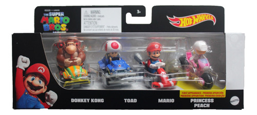 Mario Kart Hot Wheels 4 Pack Película Toad Peach Donkey Kong