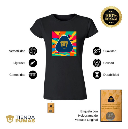 Playera Mujer Pumas Unam Logo Multicolor