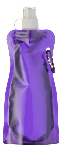 Kit 10 Squeeze Dobrável Com Mosquetão, 480ml Cor Roxo