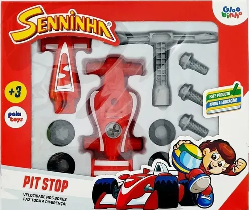 Carrinho de Corrida Senninha Pit Stop e Ferramentas 14 Peças Paki Toys