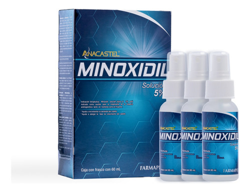 3 Piezas De Minoxidil 5% Anacastel