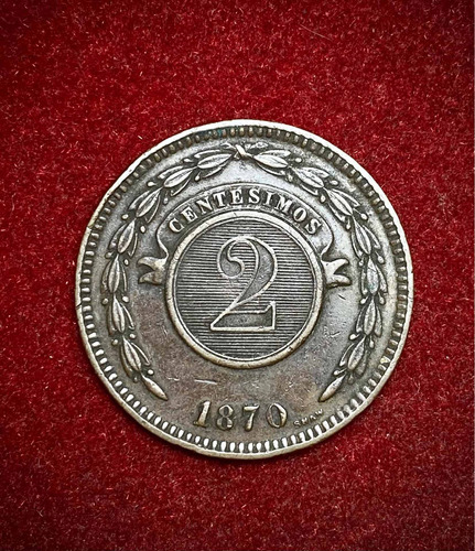 Moneda 2 Centésimos Paraguay 1870 Cobre Km 3