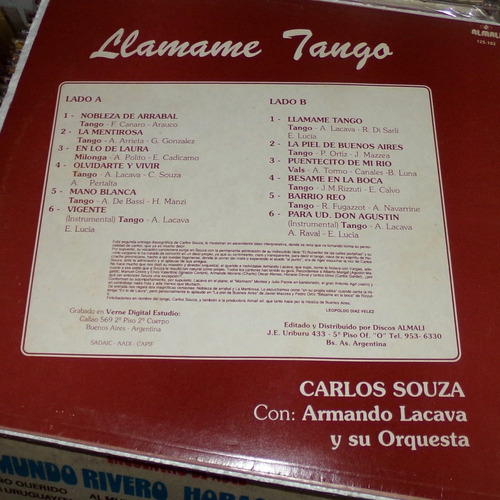 Armando Lacava Carlos Souza Llamame Tango Lp Arg / Kktus