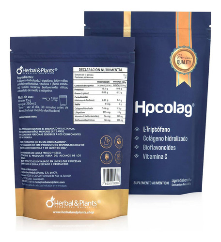 Hpcolag Triptofano Colageno Hidrolizado Uva Herbal & Plants
