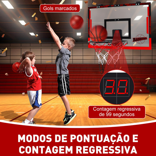 Mini Cesta De Basquete De Porta Com Placar Eletrônico E Bola