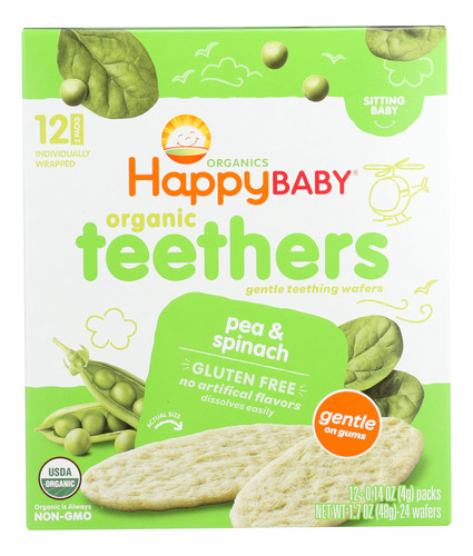 Happy Baby, Baby Food - Mordedor De Guisante Y Espinacas Org