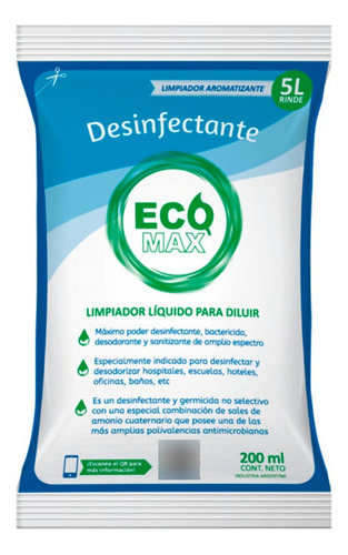 Ecomax Sobre Desinfectante Bactericida Concentrado 200 Cc